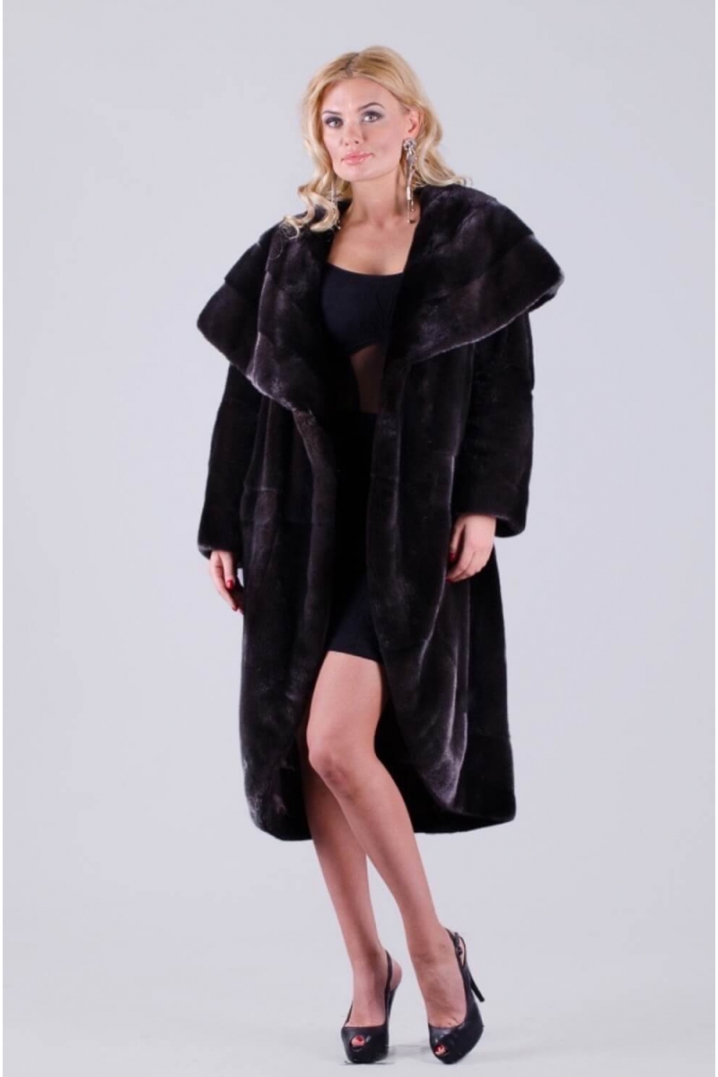 Фото 2 - Норковая шуба с отложным воротником