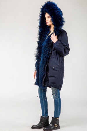 Женская парка с енотом