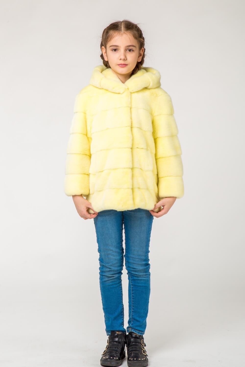 Kids fur coat 03-05-003-lime