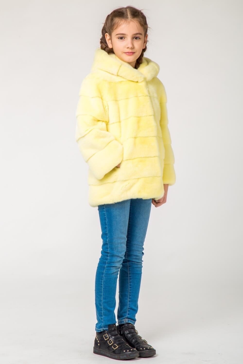 Kids fur coat 03-05-003-lime