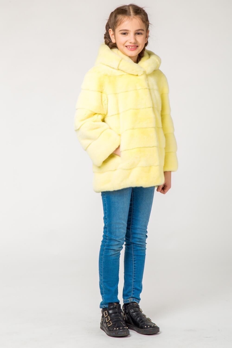 Kids fur coat 03-05-003-lime