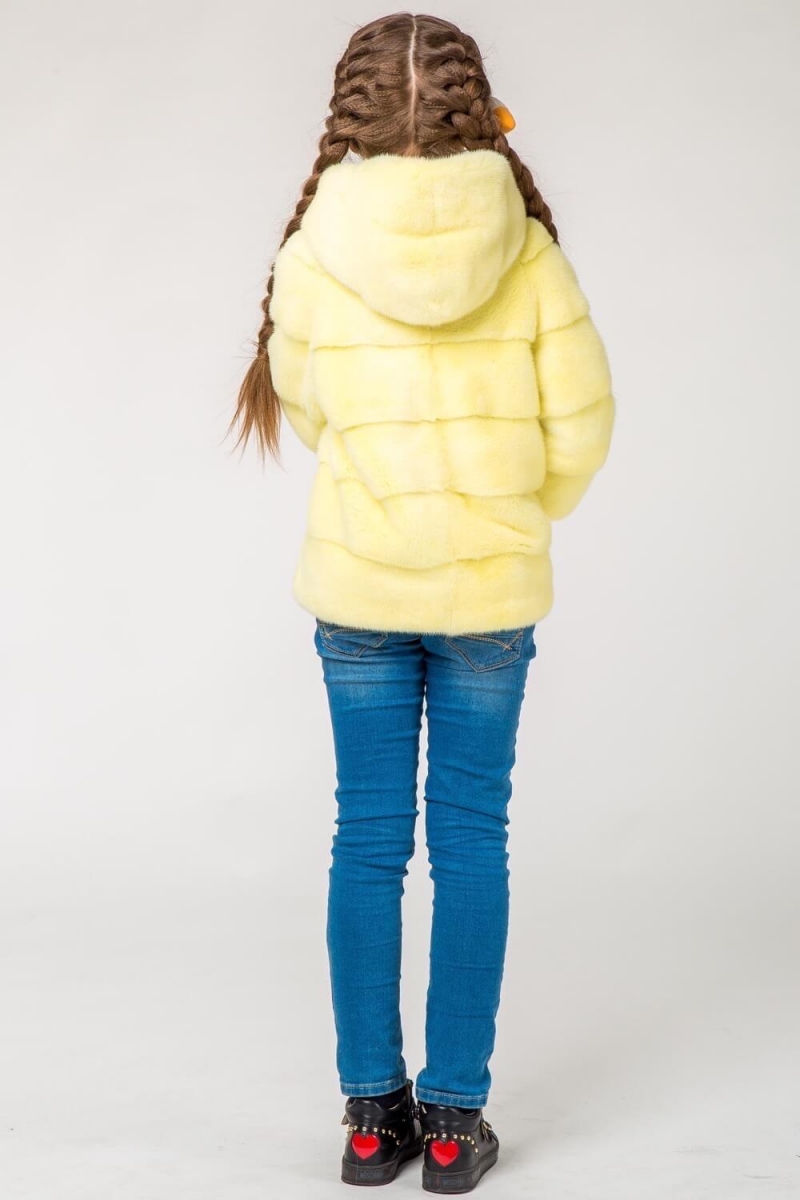 Kids fur coat 03-05-004-lime
