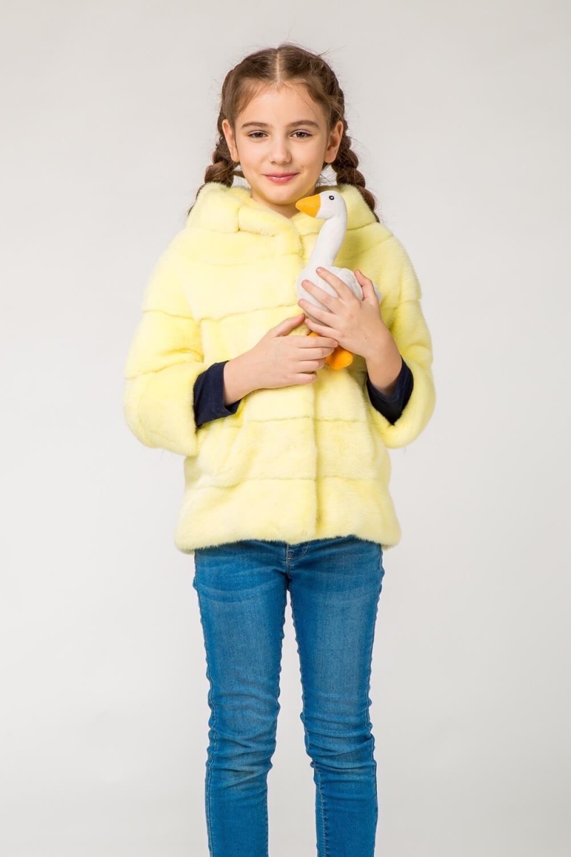 Kids fur coat 03-05-004-lime